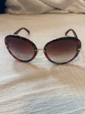 Emilio Pucci Oversized Round Sunglasses Acetate Multicolor Stripe Italy Gold